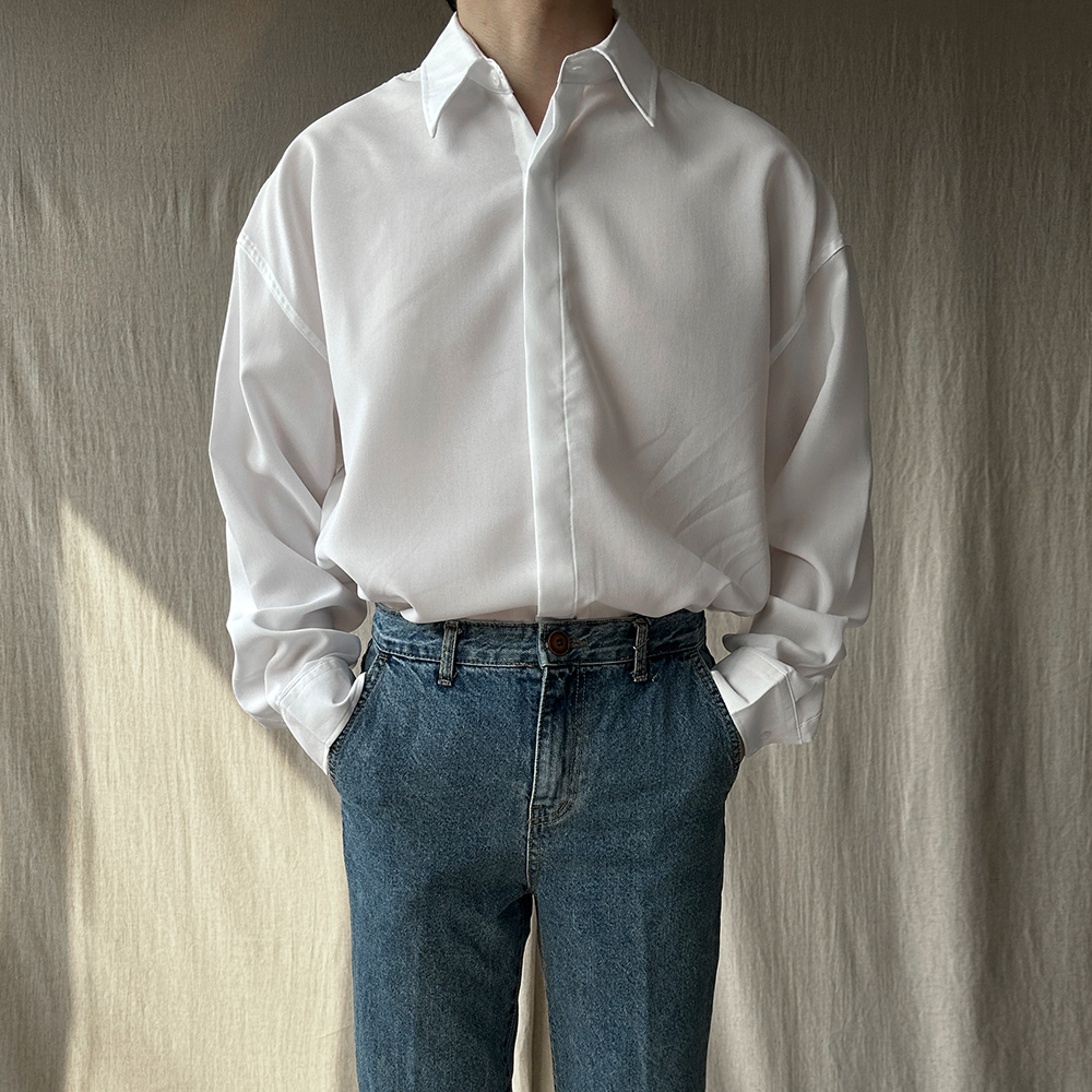 남자 구김없는 링클프리 오버핏 스판 셔츠 이미지 4