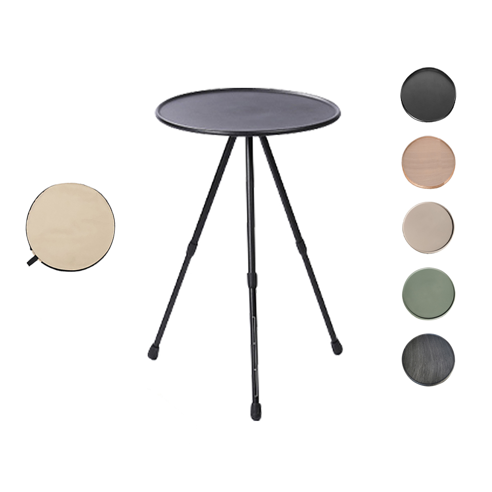 캠핑사이드테이블 초경량 접이식 원형 테이블 블랙 차박