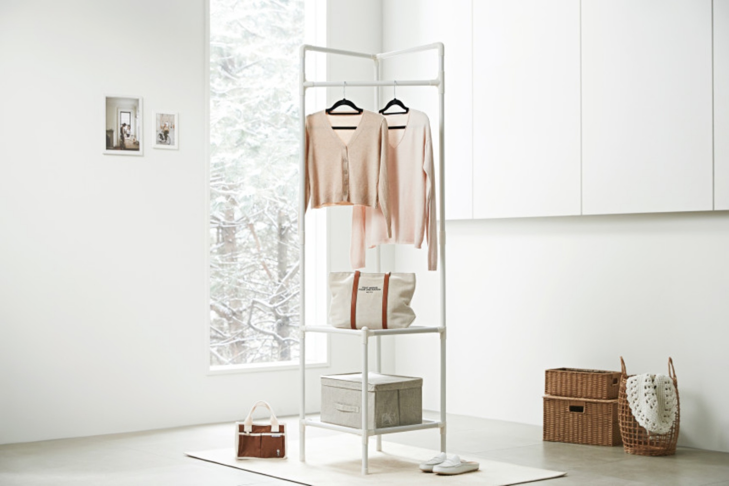 시스템행거 행거 스탠드 옷걸이 조립식 드레스룸 옷장 철제 싱글 2단