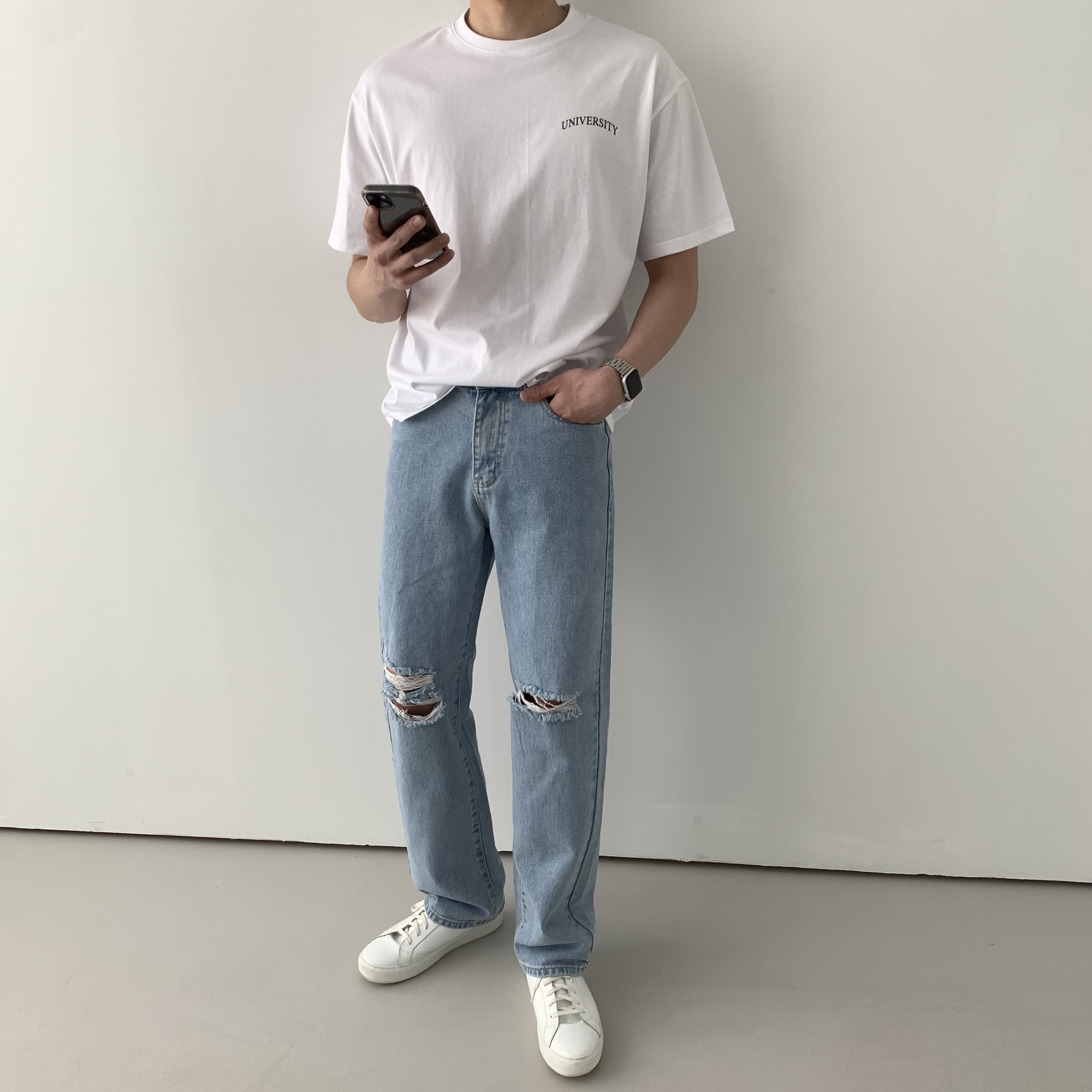 남자여름청바지 남자찢청 무파진 이미지 4