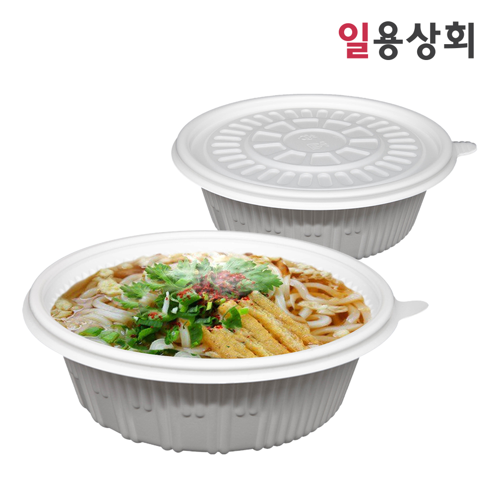 신형 면용기 냉면용기 JH 195파이 소 1100ml 400세트 백색 일회용 포장 배달 : 일용상회