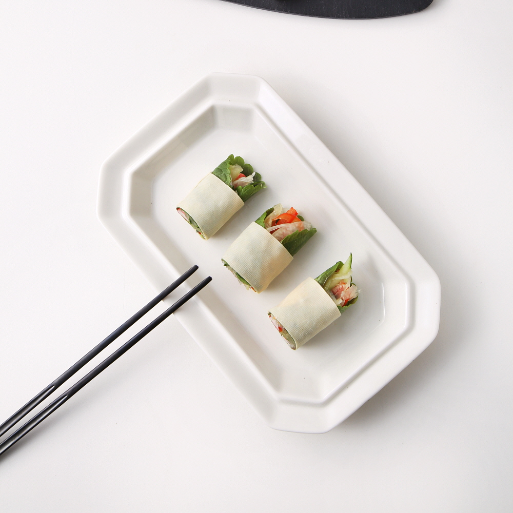 시라쿠스 네이처 프리즈 레트로 도자기 카페 브런치 그릇 / 23cm, 직팔각접시