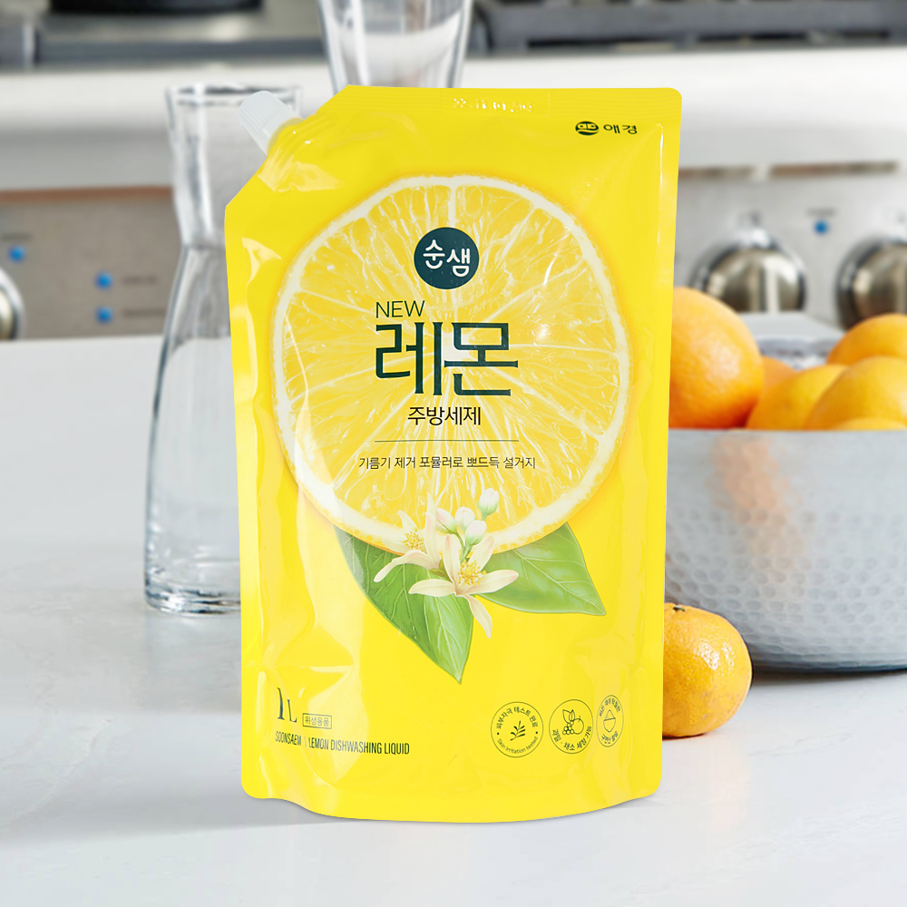 순샘 레몬 주방세제 1L 리필 레몬향 기름기 제거 - 메인 이미지