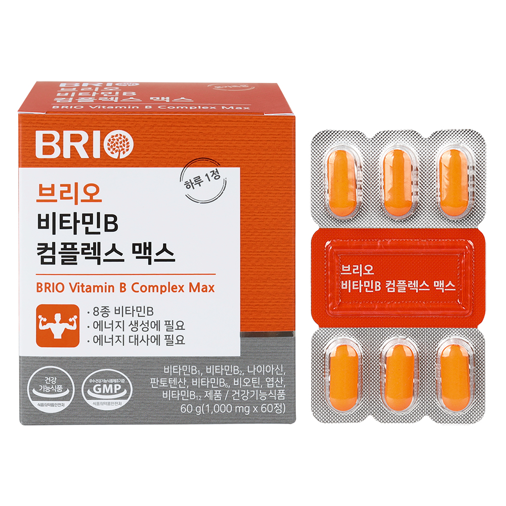 브리오 비타민B 컴플렉스 맥스 고함량 고농축 활성 비타민B100 영양제 60정, 1개 - 메인 이미지