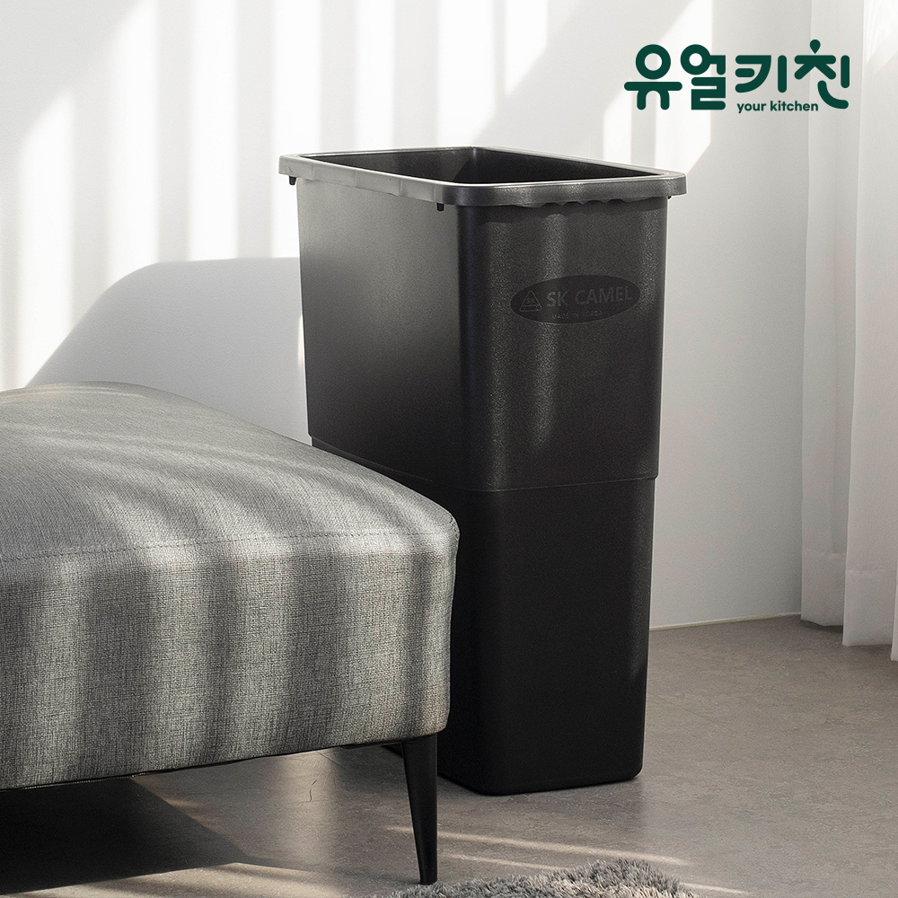 SKCAMEL 카페 휴지통 업소용 쓰레기통 슬림 블랙 50L 하부만 - 상세 이미지 2