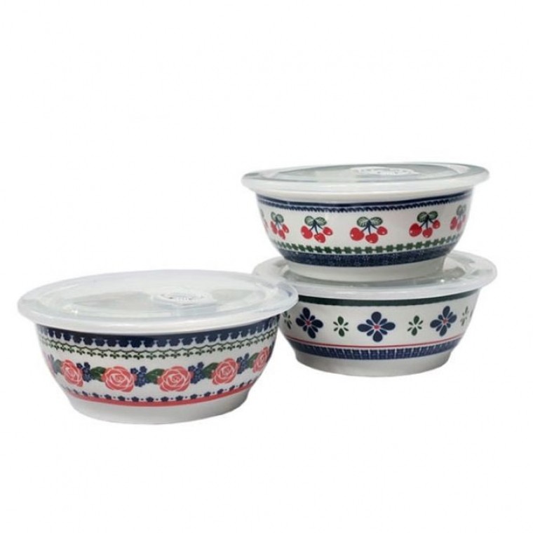 밀폐 용기 뚜껑 반찬통 찬기 냉장고 보관통 16cm 3P - 상품 이미지