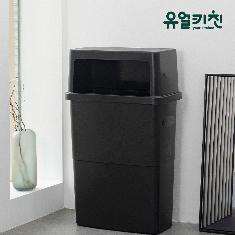 업소용 휴지통 카페 슬림 블랙 50L M형 - 상세 이미지 3