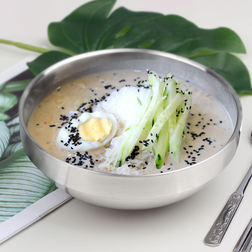 이중 스텐 냉면기 업소용 냉면그릇 비빔밥 덮밥 라면 칼국수그릇 무광 중형 : 동네그릇가게