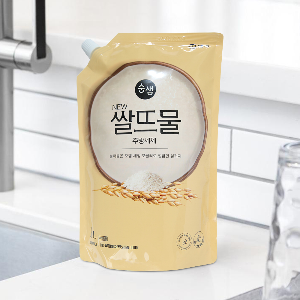 순샘 쌀뜨물 주방세제 1L 리필 X 9개 1BOX 눌러붙은 오염 제거