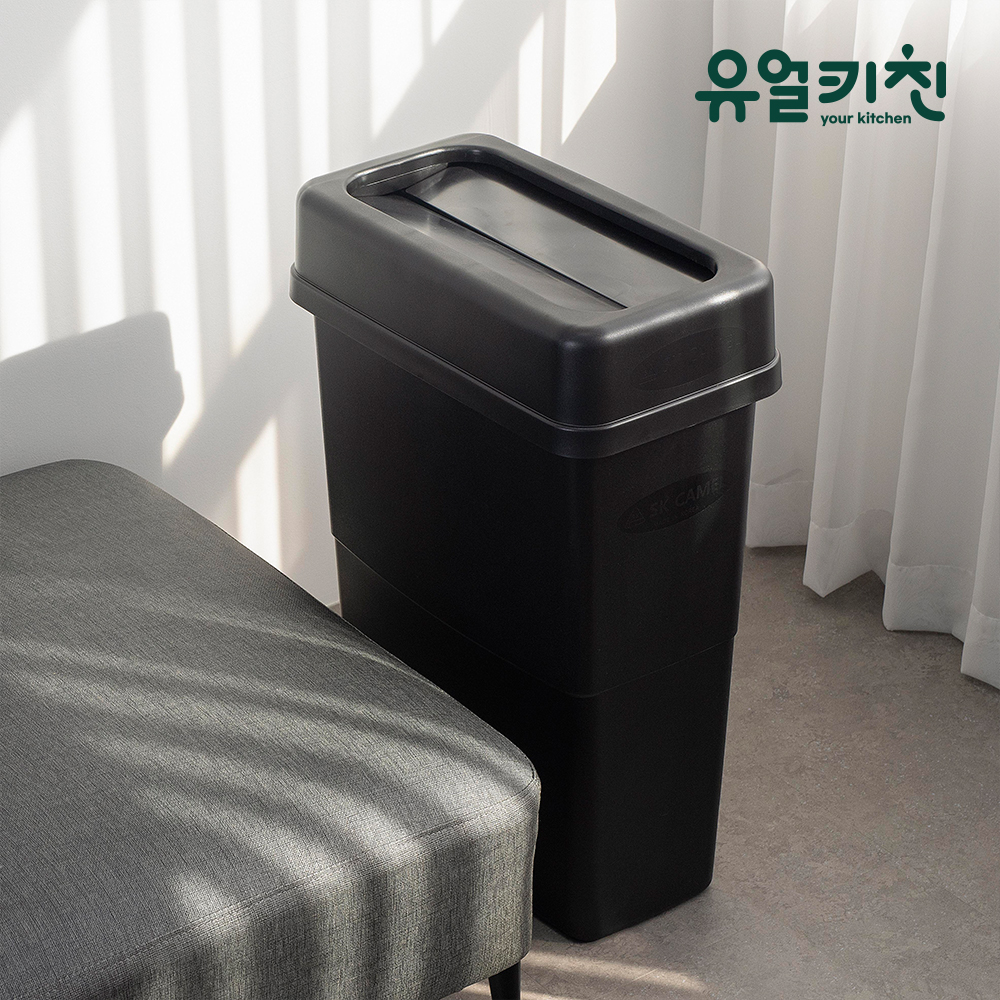 업소용 휴지통 카페 슬림 블랙 50L M형 - 메인 이미지