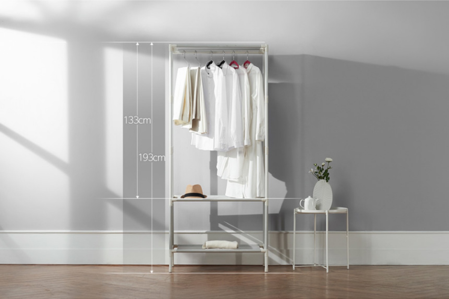 시스템행거 행거 스탠드 옷걸이 조립식 드레스룸 옷장 철제 싱글 2단