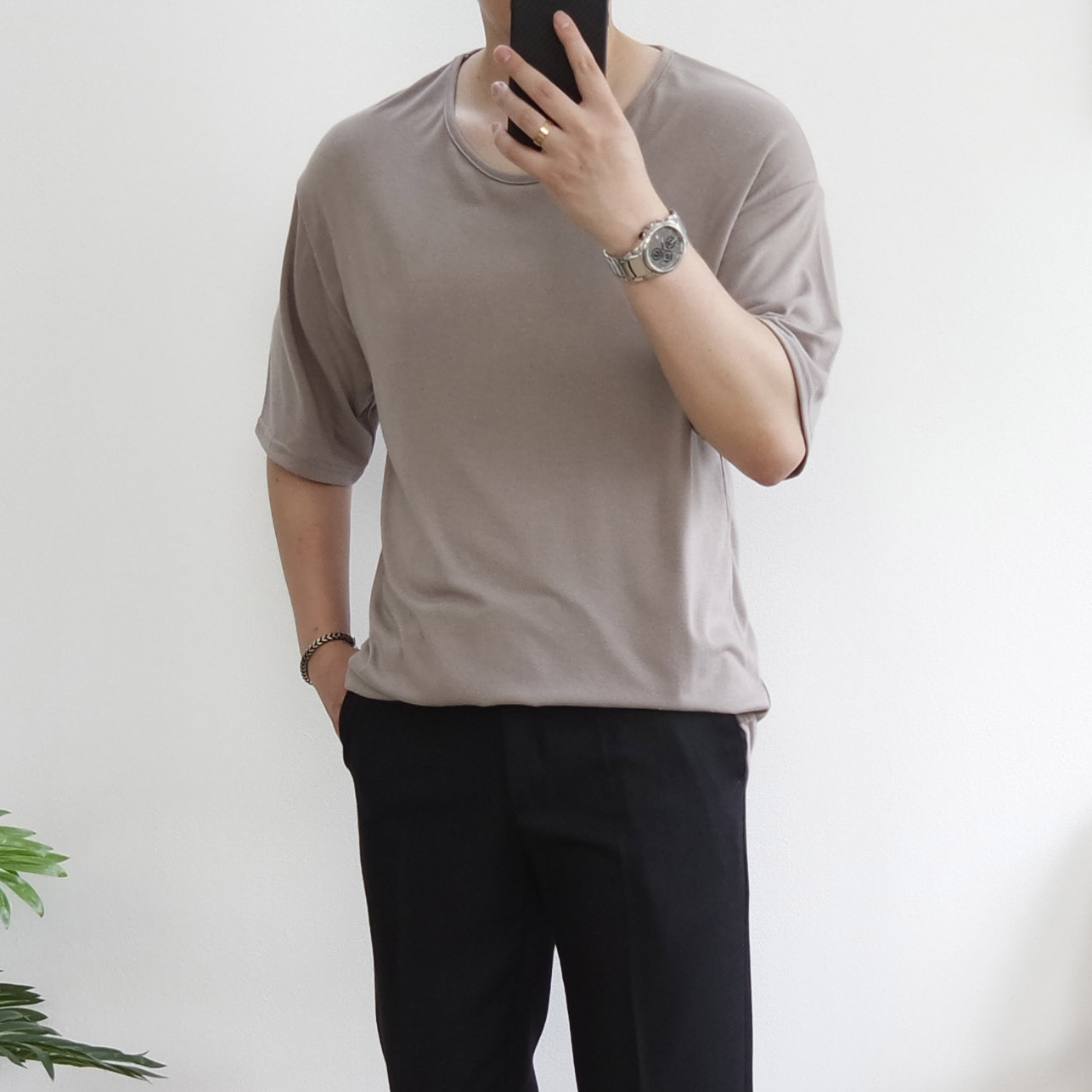 남자 슬라브 U넥 반팔 티셔츠 5컬러 이미지 3