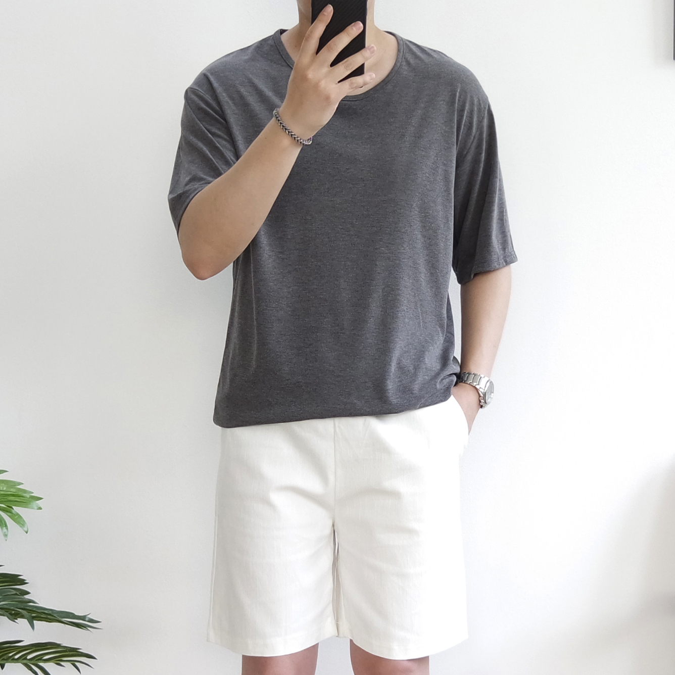 남자 슬라브 U넥 반팔 티셔츠 5컬러 이미지 2