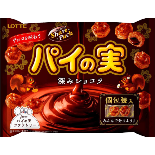 롯데 파이의 열매 대형팩 딥 쇼콜라 / 파이노미 일본과자 파이 대용량팩 - 상품 이미지