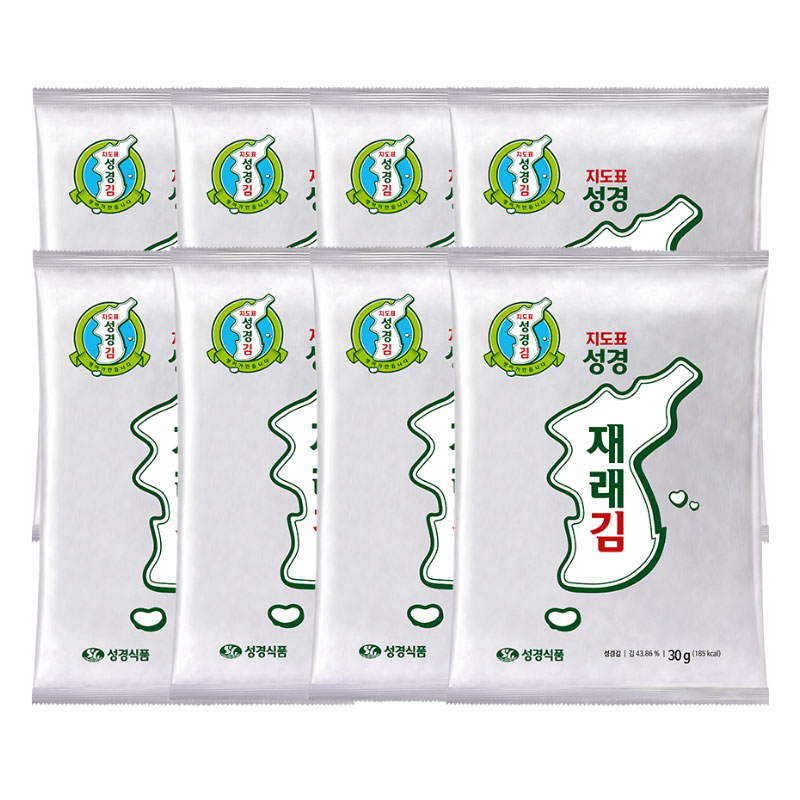 [성경김본사] 지도표 잘라먹는 재래 전장김 30g, 8개
