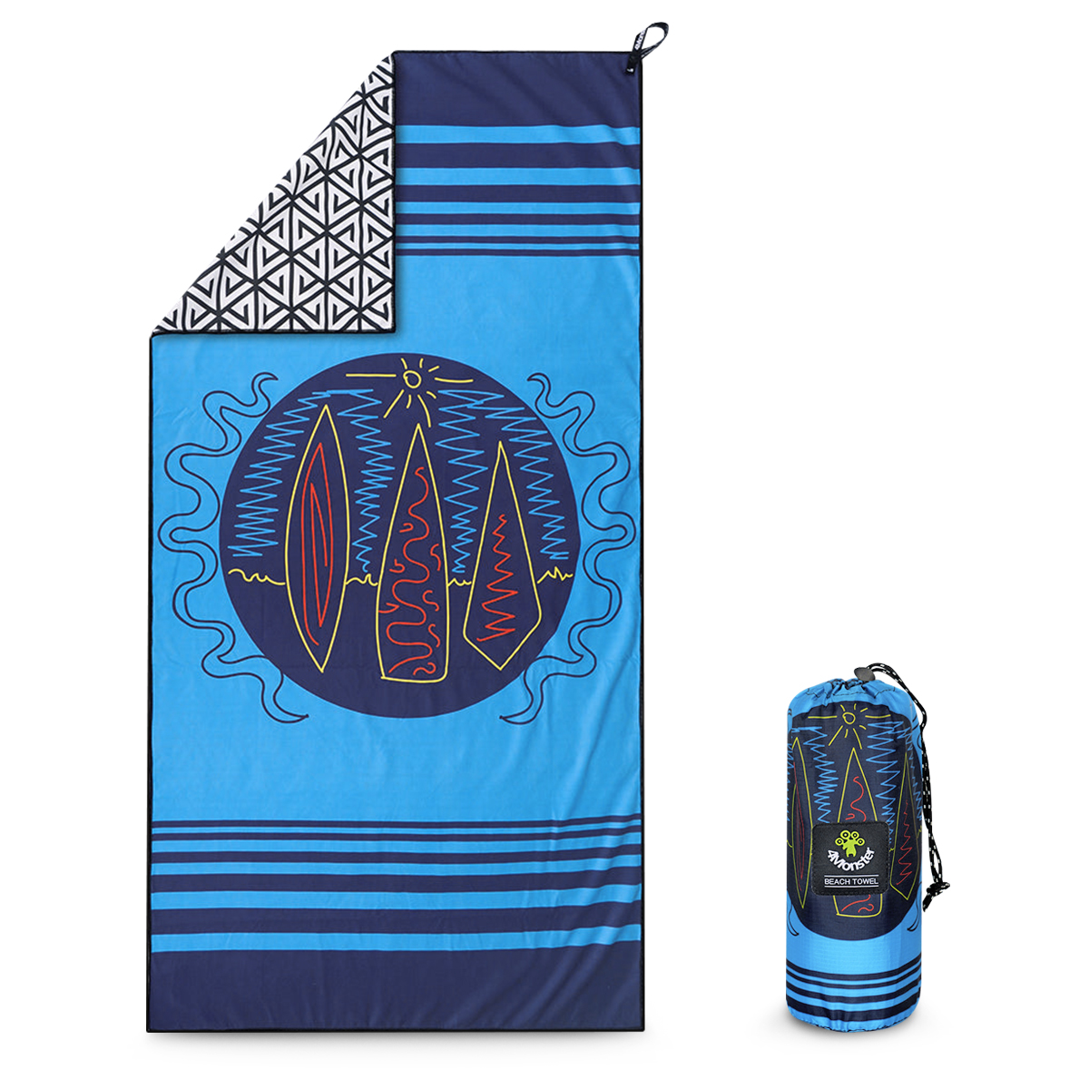 비치타올 파우치 서프 극세사 타월 대형 다용도 수건 블루서프