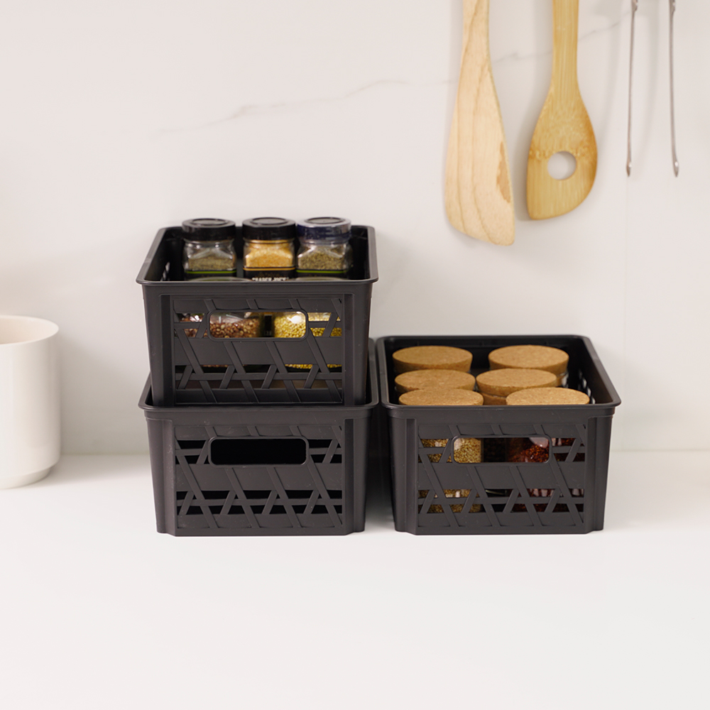 [도착보장] 브리즈 플라스틱 수납 바구니 팬트리 정리 바스켓 스몰 3개