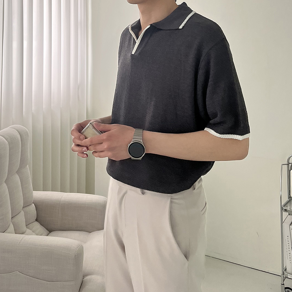 1+1 남자반팔티 오버핏 헨리넥 린넨티셔츠 이미지 4