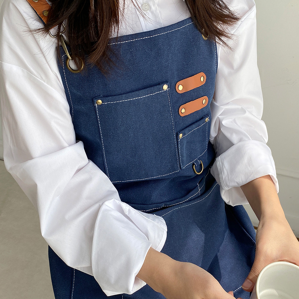 한스갤러리 카페 앞치마 자수 로고 단체 캔버스 바리스타 이니셜 앞치마 이미지 3