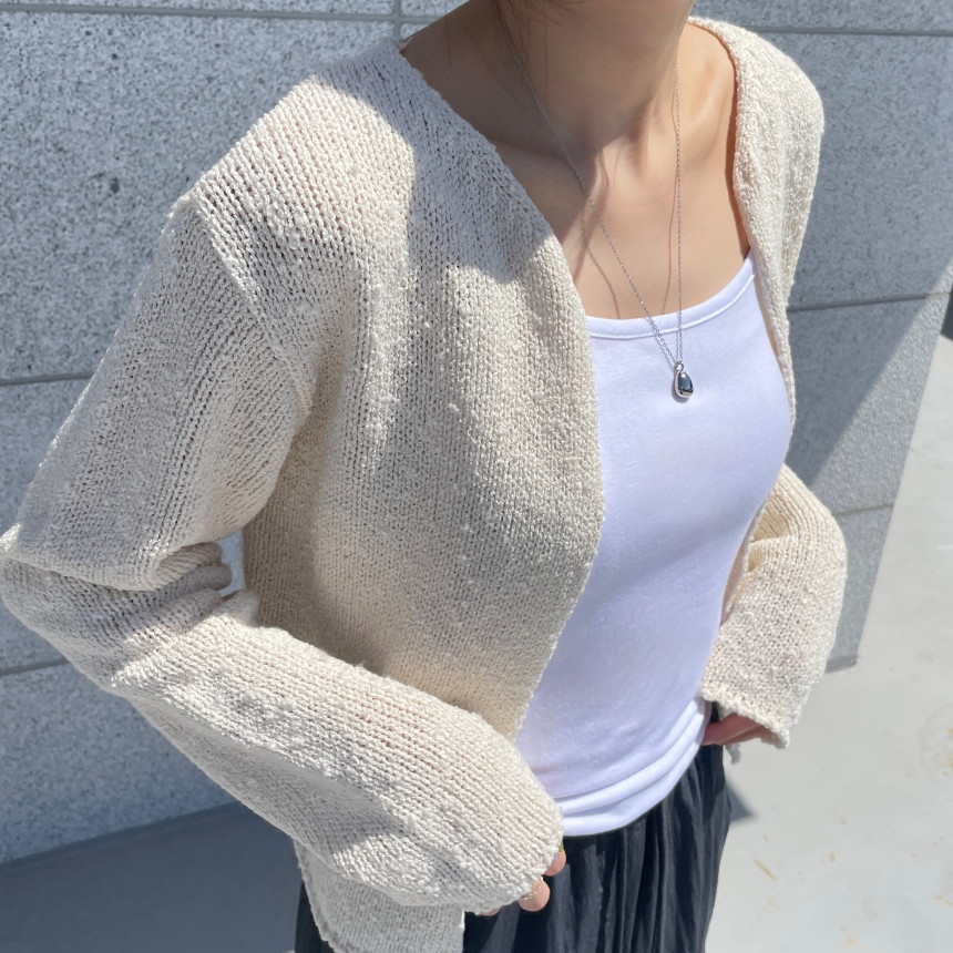 [마지막수량/당일발송] 부클 후크 가디건 (5 color) 여자 봄 여름 부드러운 루즈 박시 도톰 볼레로 블랙 핑크 뜨개 니트 상세 이미지 6
