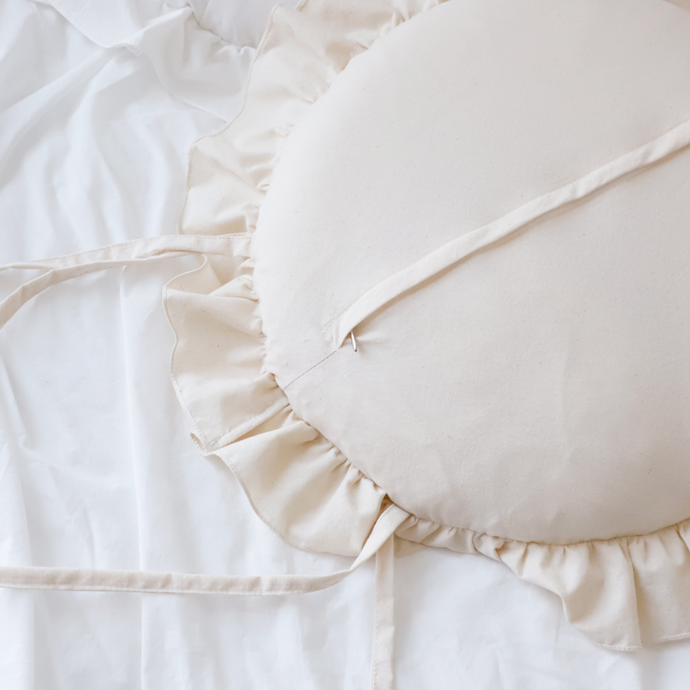 방석솜포함) 인테리어/카페/좌식방석 아쿠 프로방스 이중프릴 원형/사각방석 (2color)