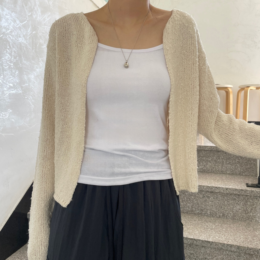 [마지막수량/당일발송] 부클 후크 가디건 (5 color) 여자 봄 여름 부드러운 루즈 박시 도톰 볼레로 블랙 핑크 뜨개 니트 상세 이미지 7