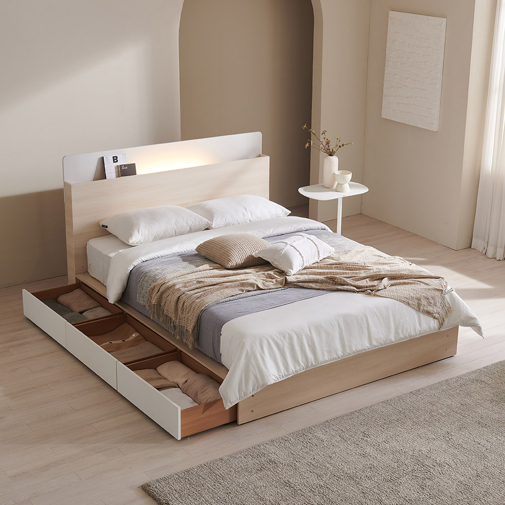 크렌시아 소놉스 리노서랍 LED 조명 침대 SS/Q/K 침대