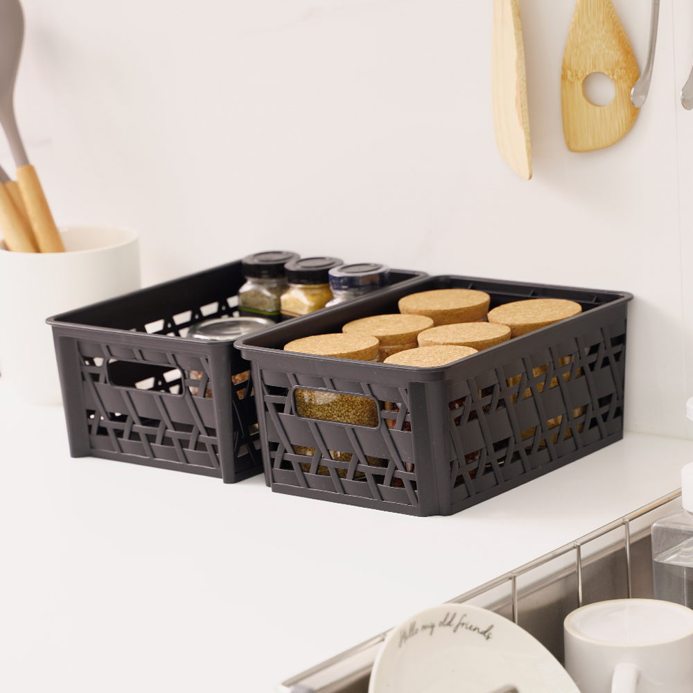 [도착보장] 브리즈 플라스틱 수납 바구니 팬트리 정리 바스켓 스몰 2개