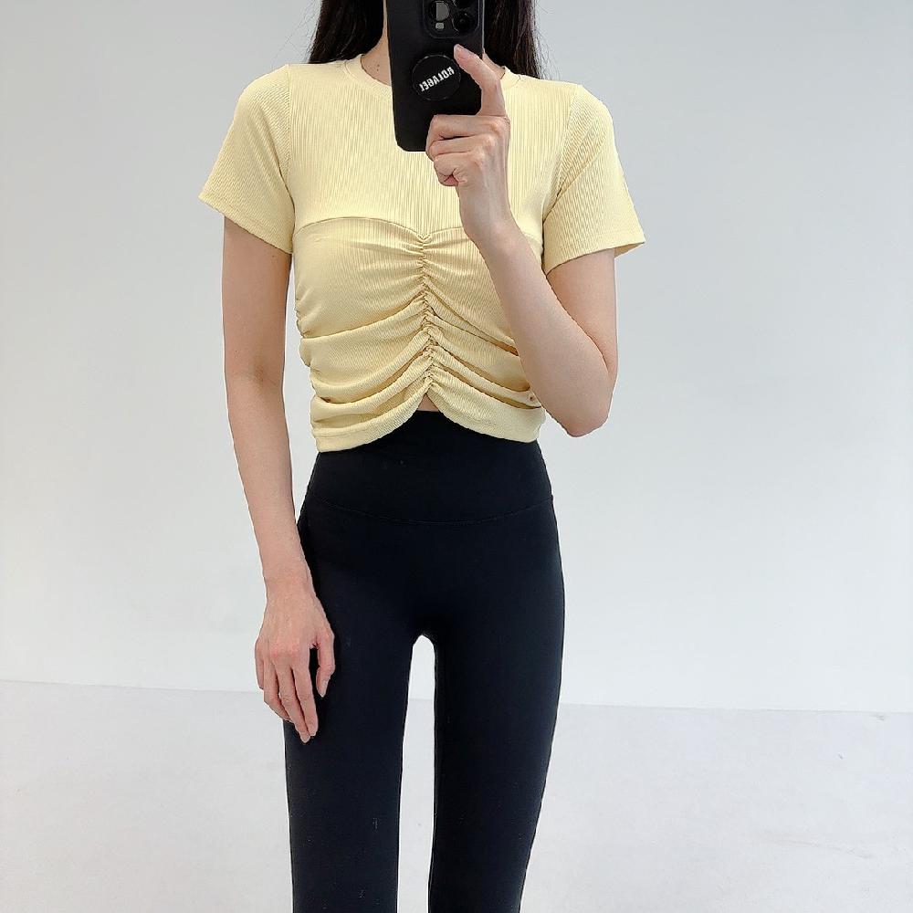 로라벨 비나 필라테스복 여성 요가복 필라테스 요가 상의 옷 커버업 운동복 탑 반팔 크롭 - 상세 이미지 3