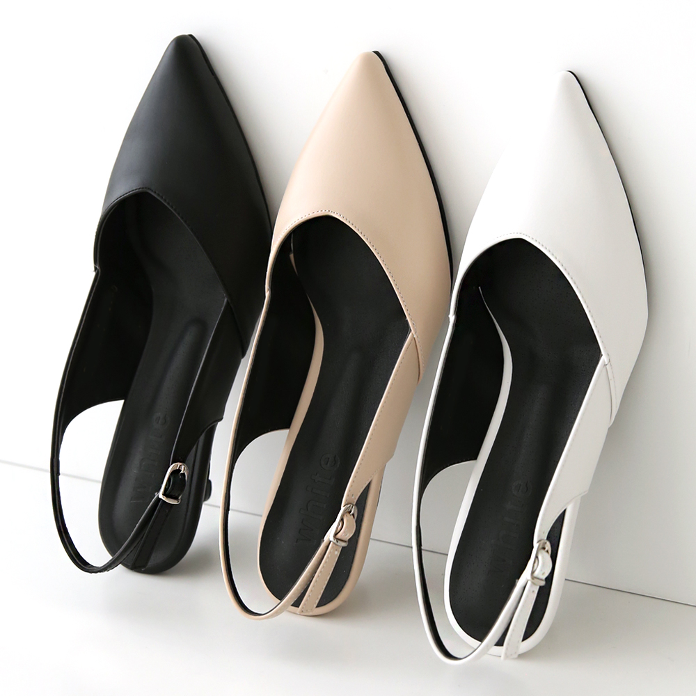 가죽 슬링백구두 발편한 스틸레토 슬링백힐 슈즈