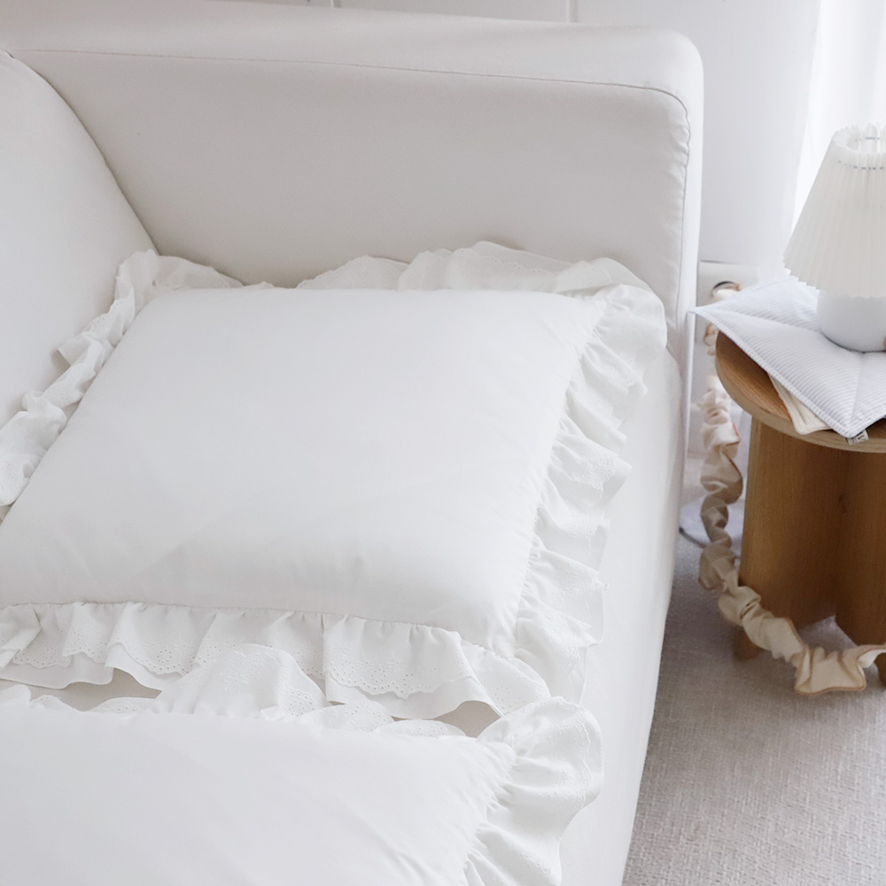 방석솜포함) 인테리어/카페/좌식방석 아쿠 프로방스 이중프릴 원형/사각방석 (2color)