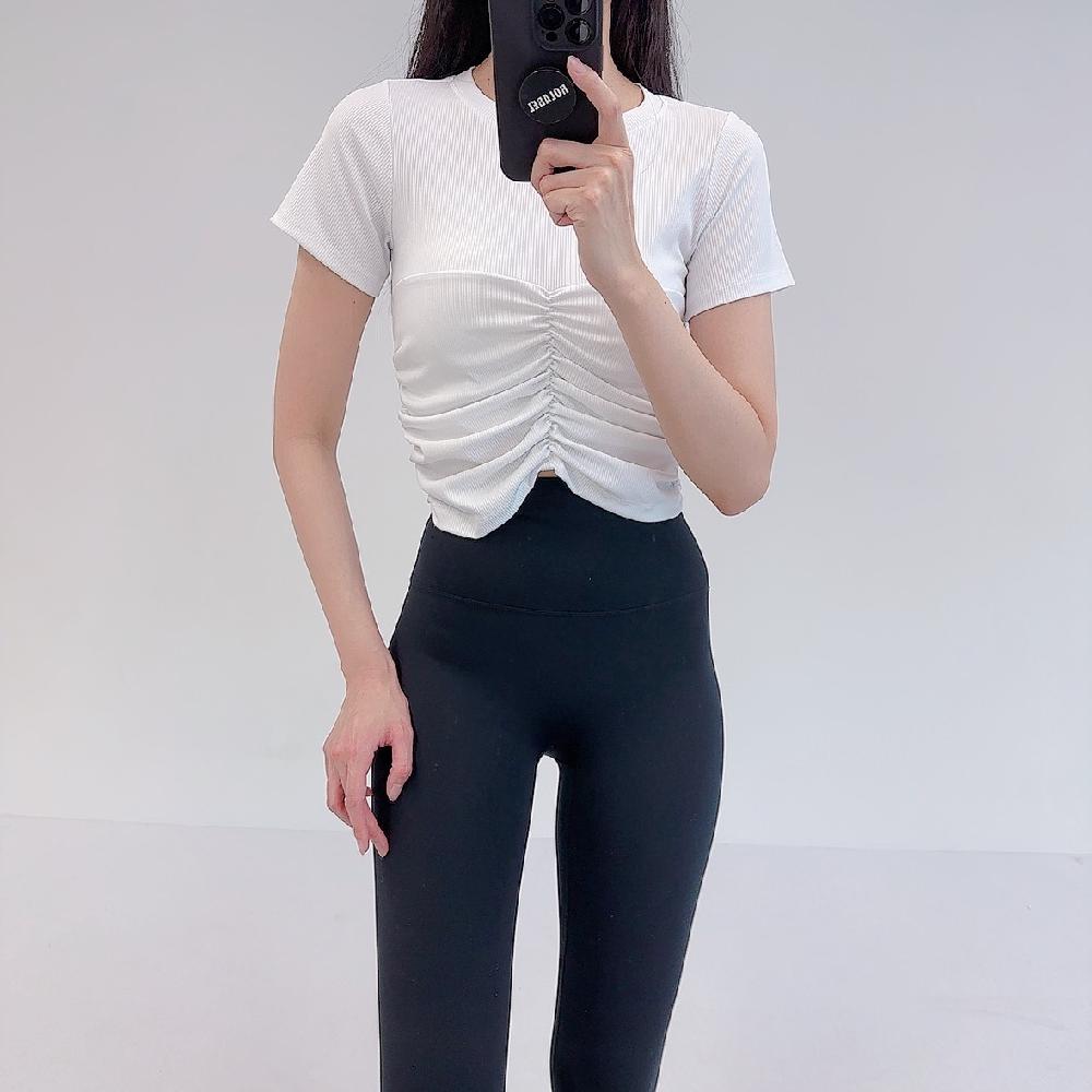 로라벨 비나 필라테스복 여성 요가복 필라테스 요가 상의 옷 커버업 운동복 탑 반팔 크롭 - 상세 이미지 5