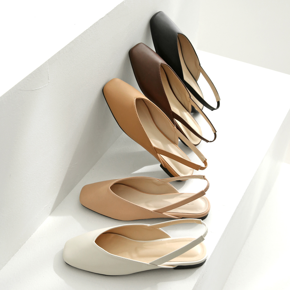 슬링백플랫 여성 빅사이즈 슬링백슈즈 발편한 스퀘어 밴딩