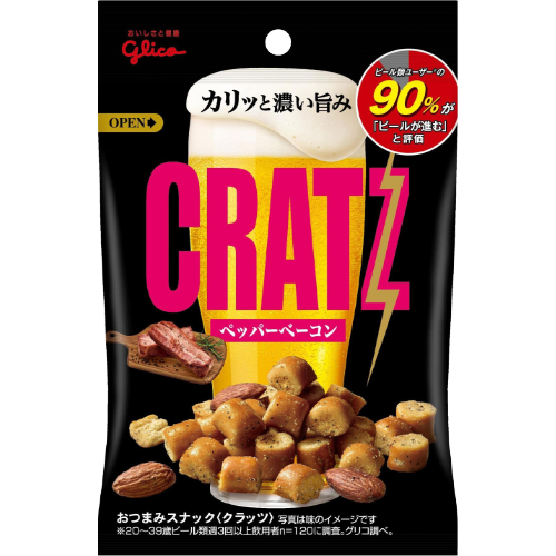 글리코 CRATZ 크래츠 프레첼 일본과자 맥주안주 페퍼베이컨 - 메인 이미지