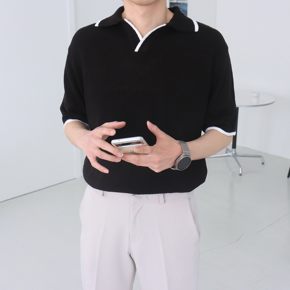 1+1 남자반팔티 오버핏 헨리넥 린넨티셔츠 이미지 2
