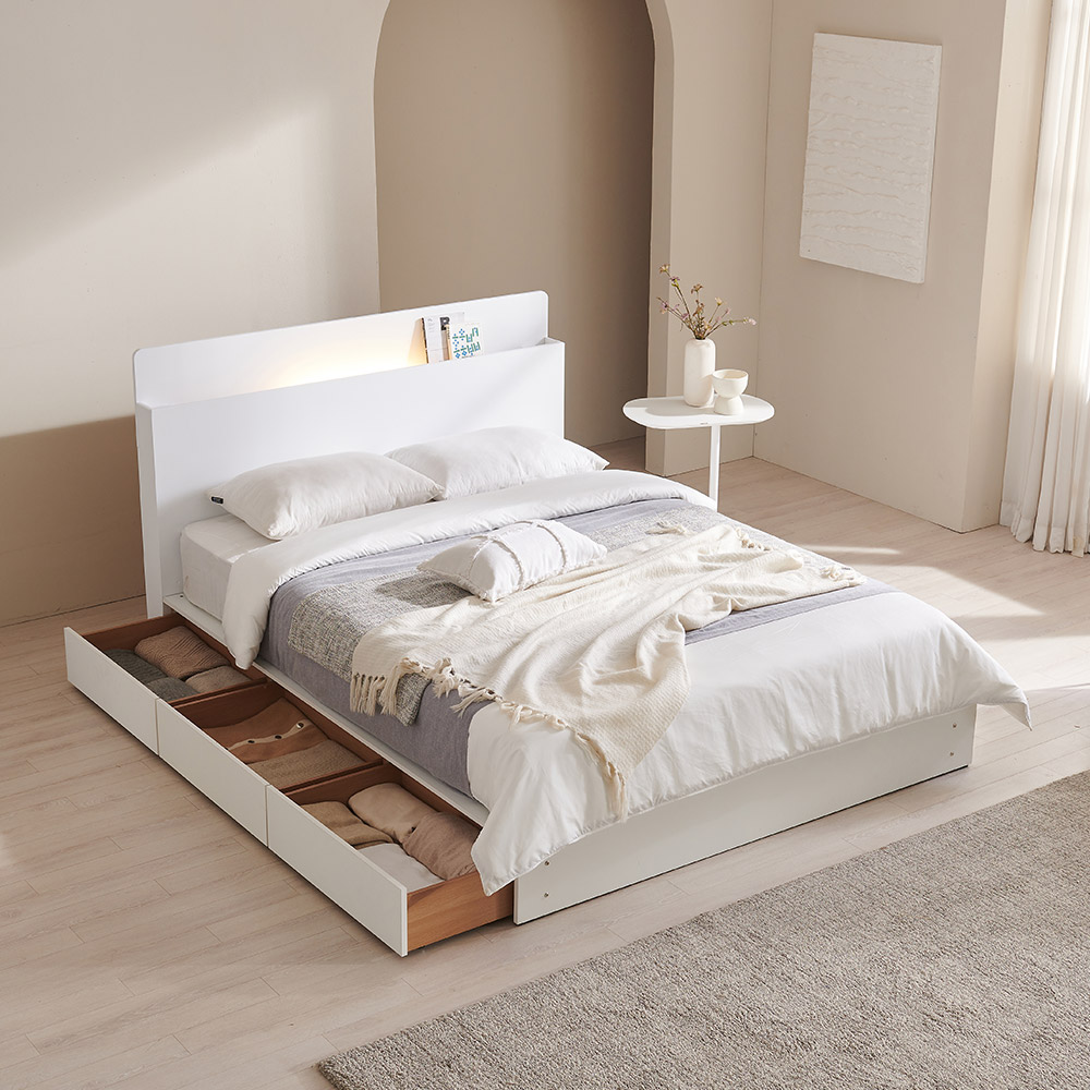 크렌시아 소놉스 리노서랍 LED 조명 침대 SS/Q/K 침대