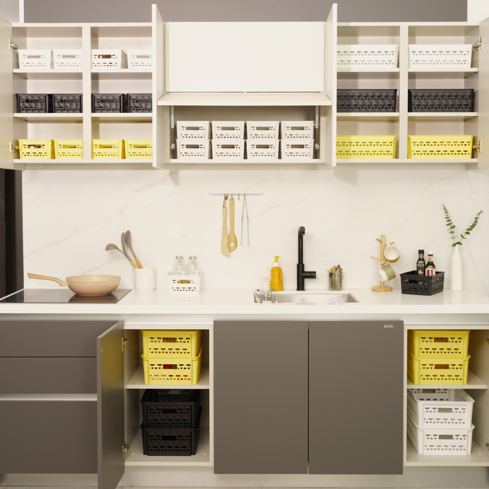 [도착보장] 브리즈 플라스틱 수납 바구니 팬트리 정리 바스켓 미디엄 3개