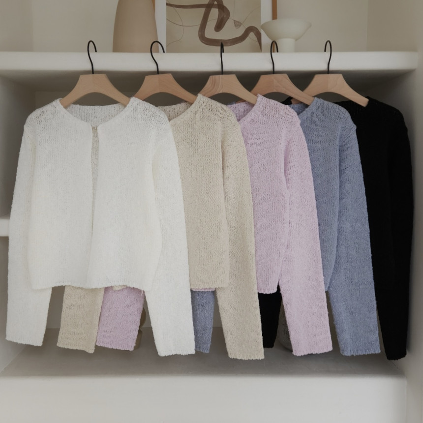 [마지막수량/당일발송] 부클 후크 가디건 (5 color) 여자 봄 여름 부드러운 루즈 박시 도톰 볼레로 블랙 핑크 뜨개 니트 상세 이미지 22