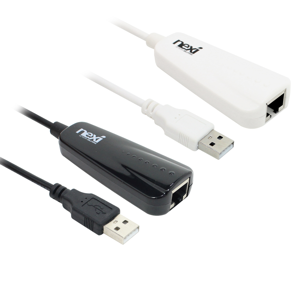넥시 NX-UE20 USB2.0 유선 랜카드 화이트 블랙 - 상품 이미지
