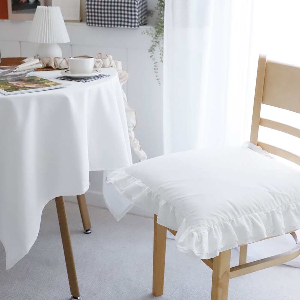 방석솜포함) 인테리어/카페/좌식방석 아쿠 프로방스 이중프릴 원형/사각방석 (2color)