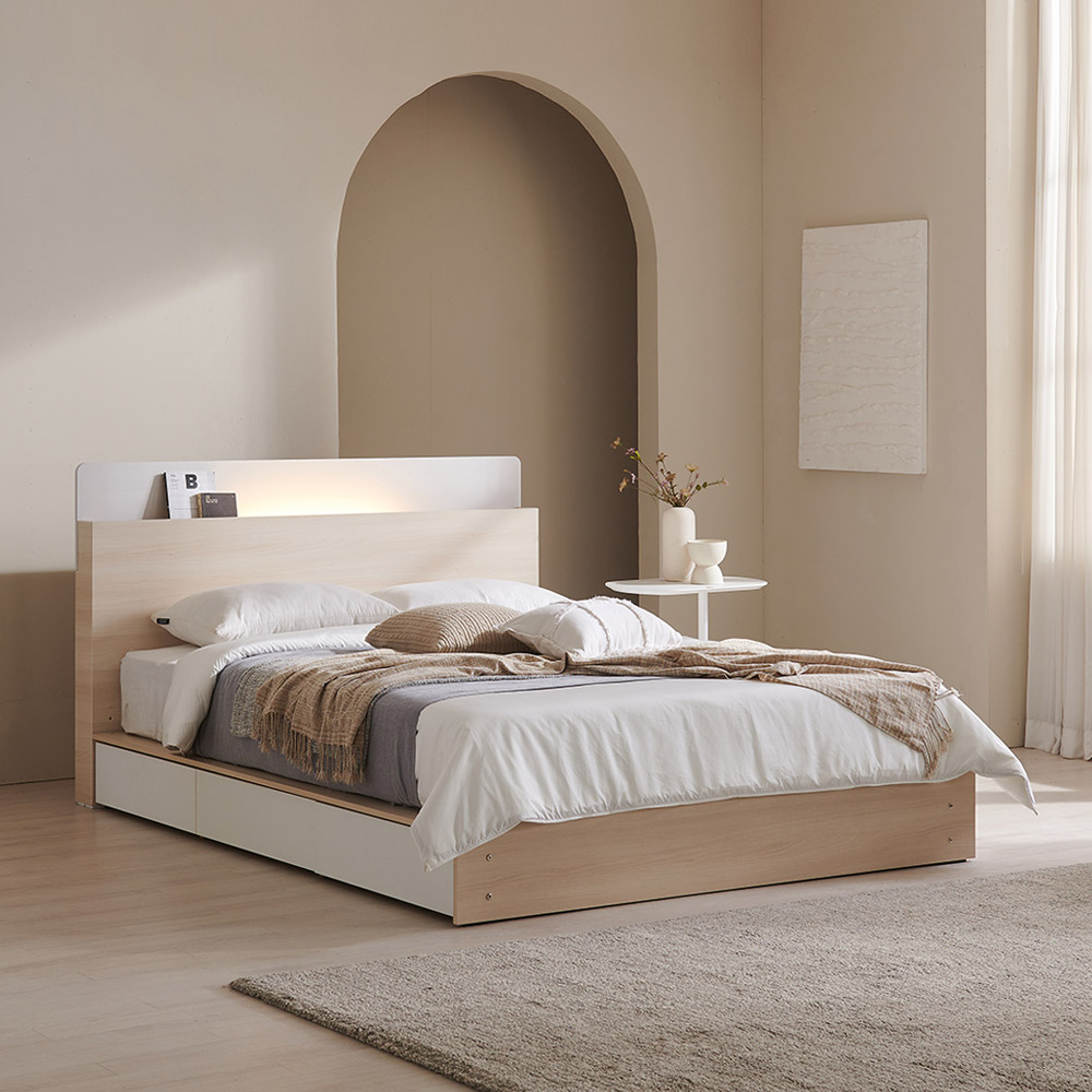 크렌시아 소놉스 리노서랍 LED 조명 침대 SS/Q/K 침대