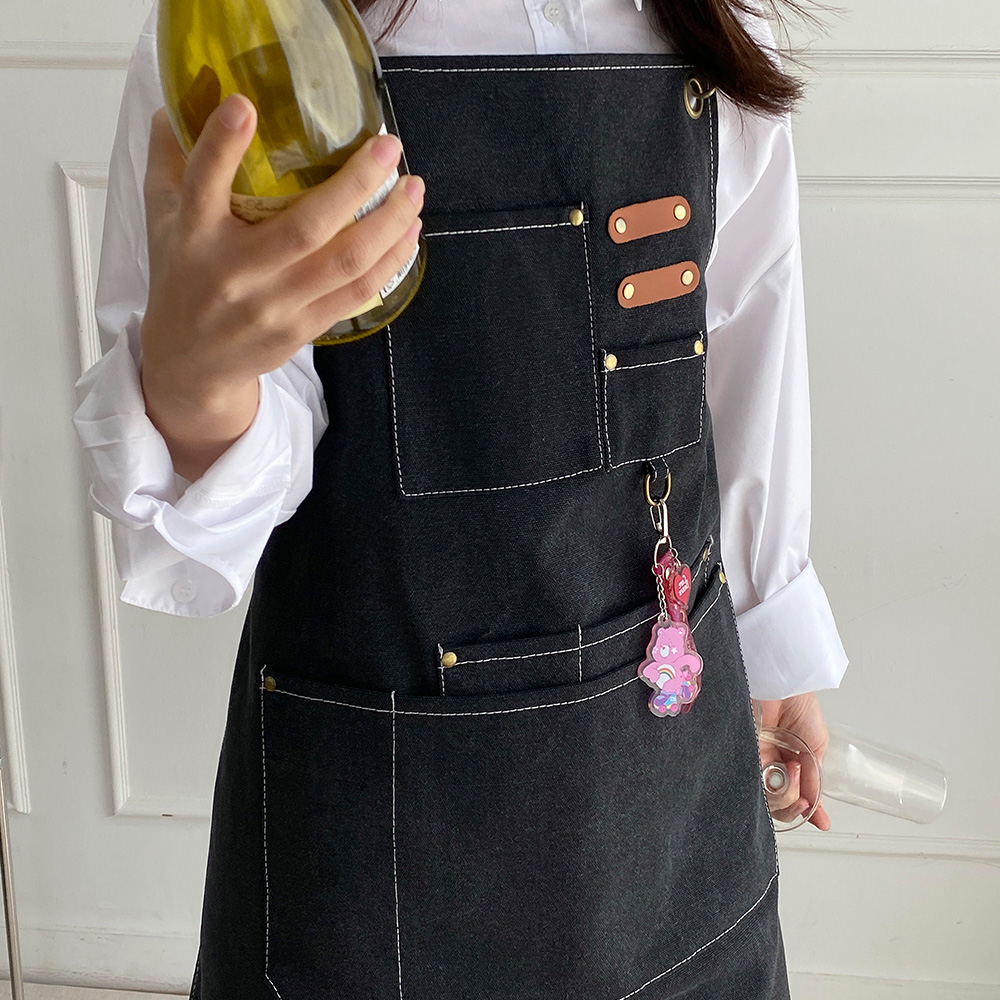 한스갤러리 카페 앞치마 자수 로고 단체 캔버스 바리스타 이니셜 앞치마 이미지 2
