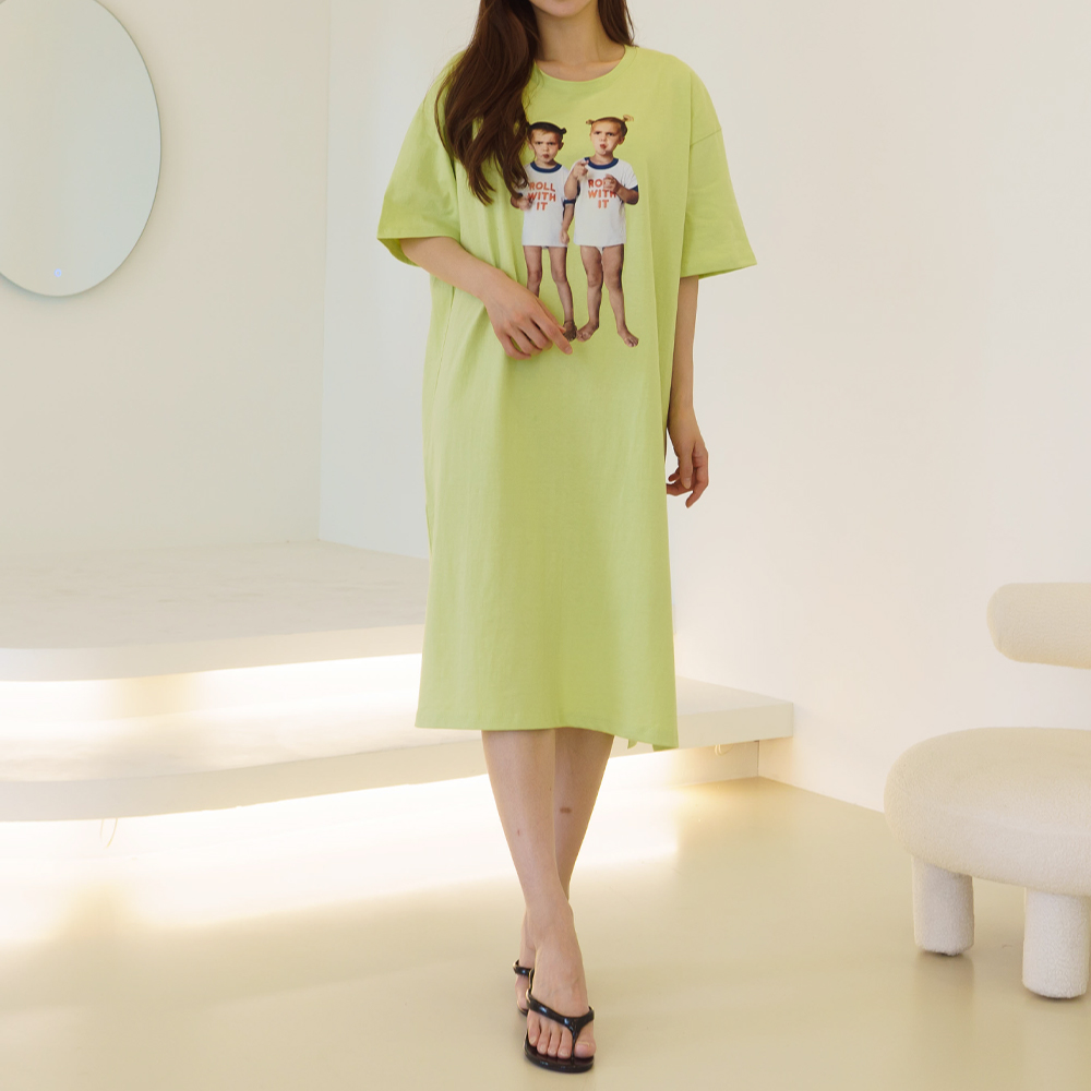 트윈베이비 데일리 롱원피스 오버핏 박시 캐쥬얼룩 홈웨어 제품 이미지