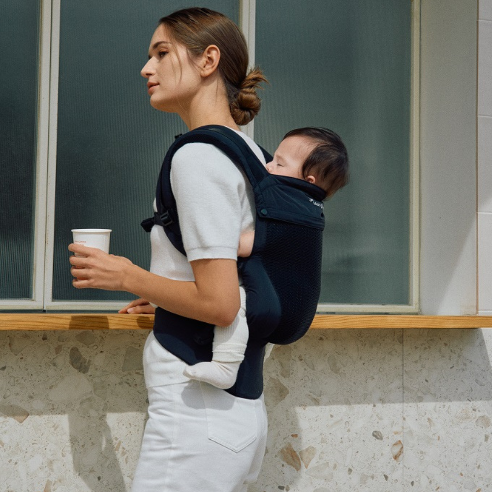 메리튠 매쉬 경량 편한 명품 착용감천재 어부바 아기띠 휴대용부스터, 블랙 에디션