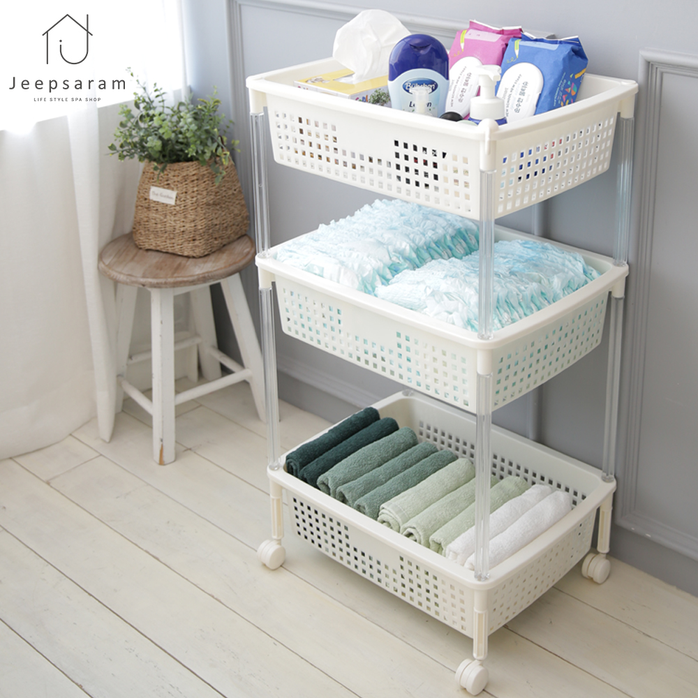 세탁실 수납장 선반 틈새 이동식 바퀴달린 3단대형