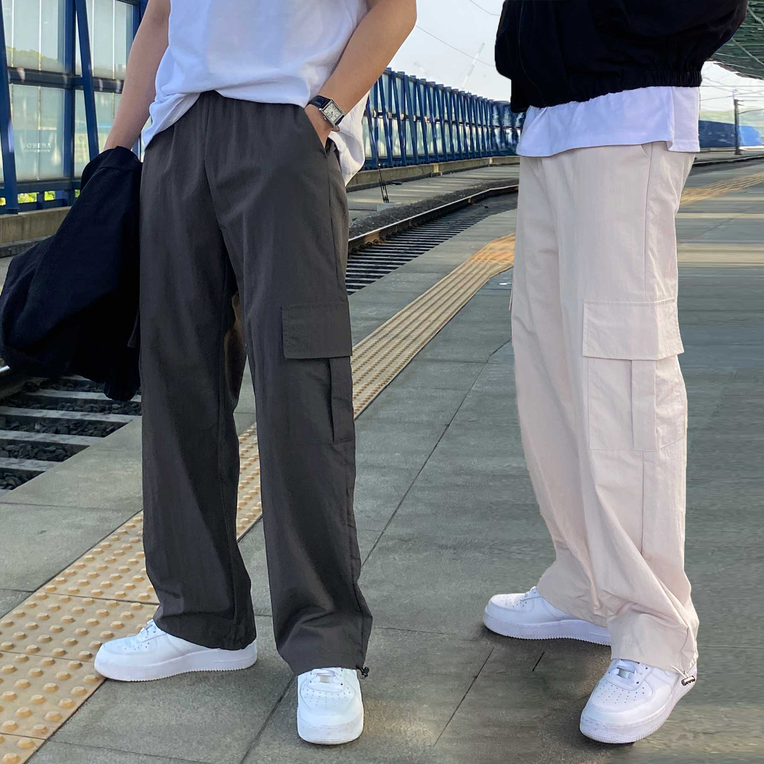 나일론카고팬츠 와이드카고팬츠 - 상품 이미지