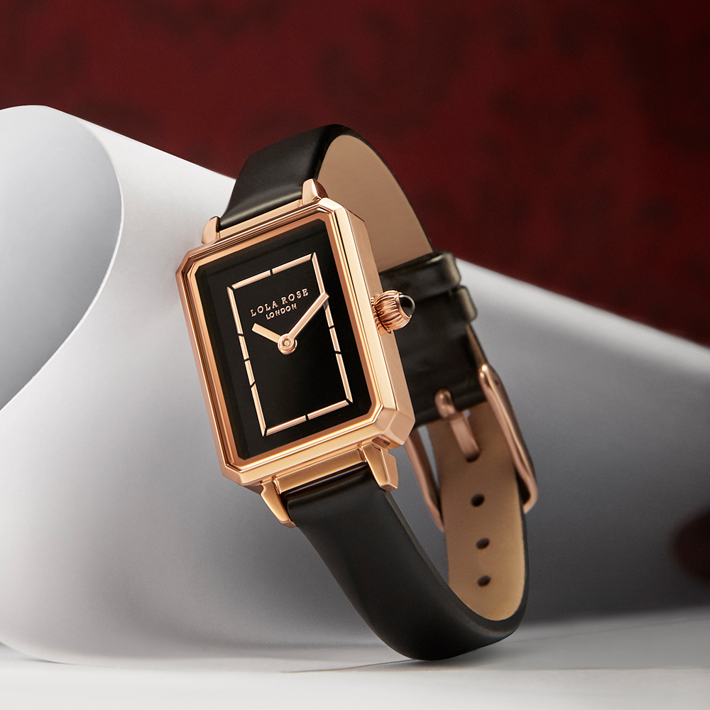 롤라로즈 Ms Lola 로즈골드 블랙 오닉스 여자가죽시계 LR2133