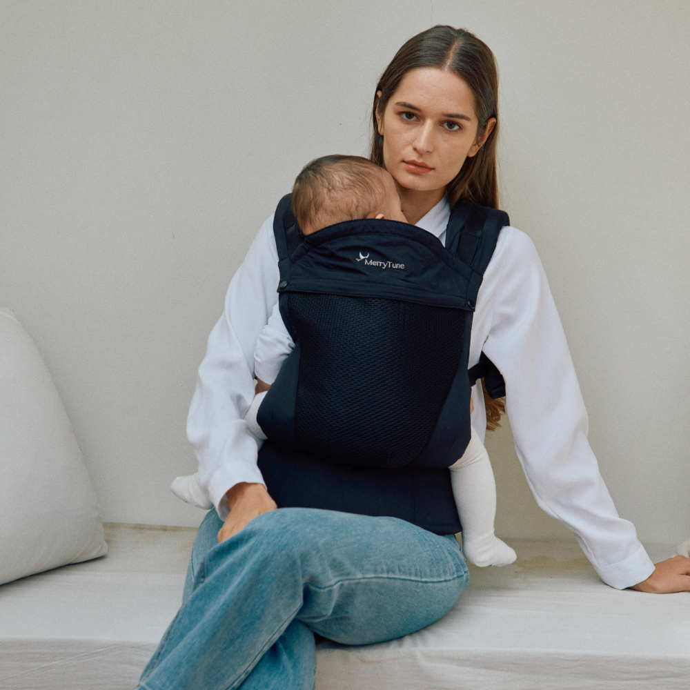 메리튠 얼티밋 매쉬 휴대용부스터 경량 편한 명품 어부바 아기띠, 블랙 에디션