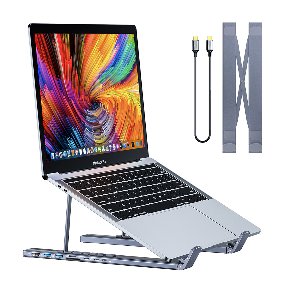 초텍 7in1 멀티허브 USB 3.1 노트북 거치대 휴대용 접이식 HUB-M48 - 메인 이미지