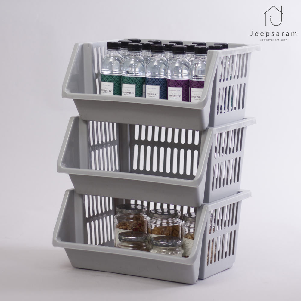 플라스틱 박스 적층 바구니 바스켓 장난감 정리 3단